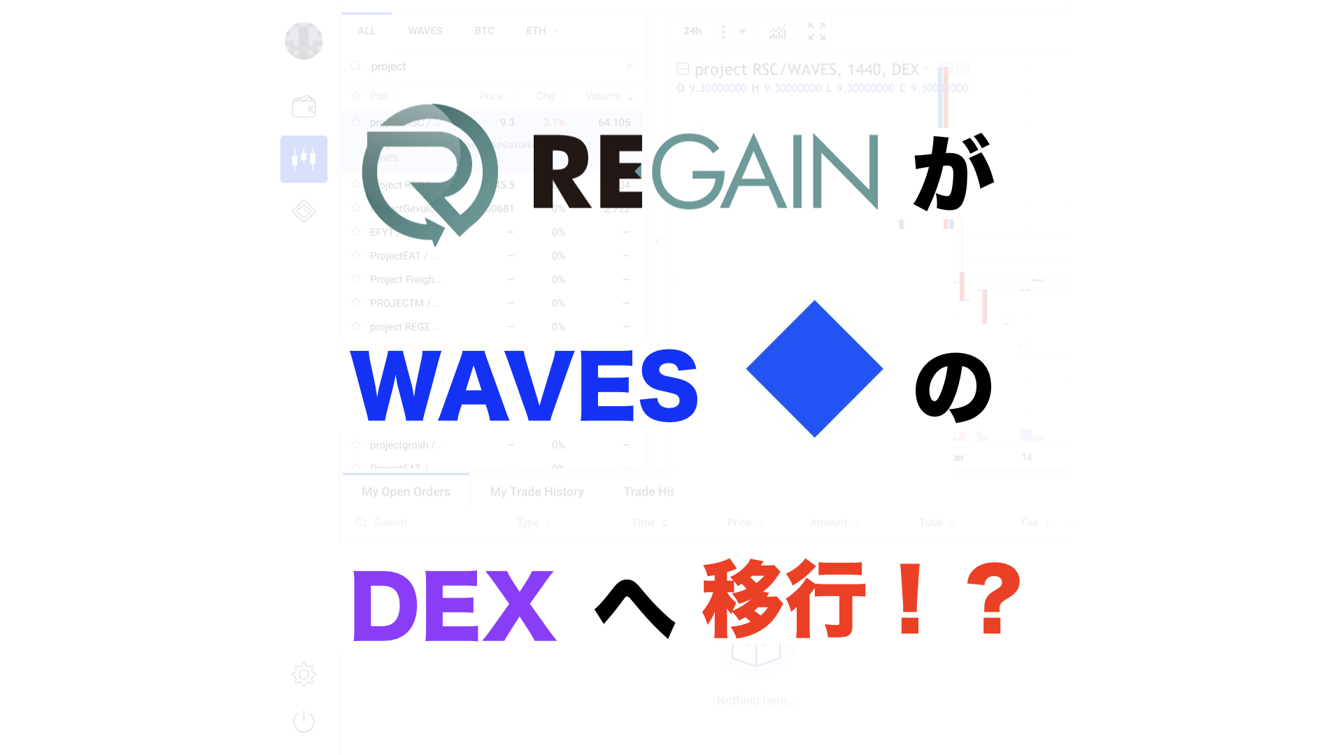 REGAINがWAVESのDEXへ移行！REG、RSCの現在値は？